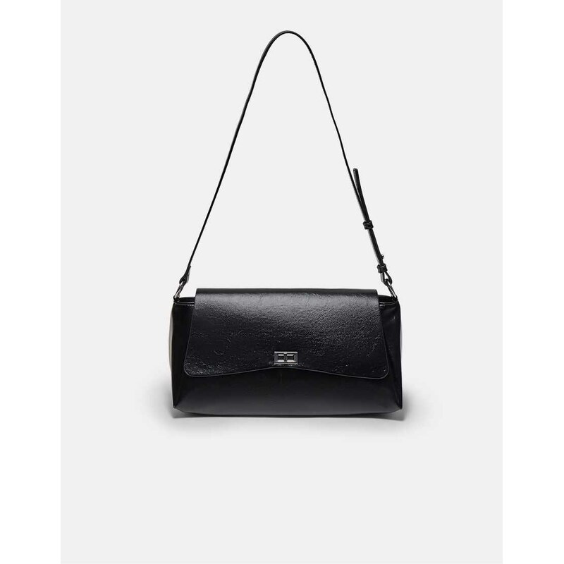 Stradivarius Large flap crossbody bag in black 113268870