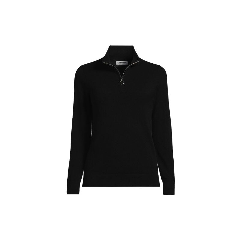 Cashmere Quarter Zip Jumper, Women, size: XS, petite, Black, by