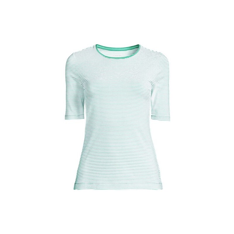 Lightweight Cotton Modal Elbow Sleeve Crew Neck Top, Women, size: 8, 114461695