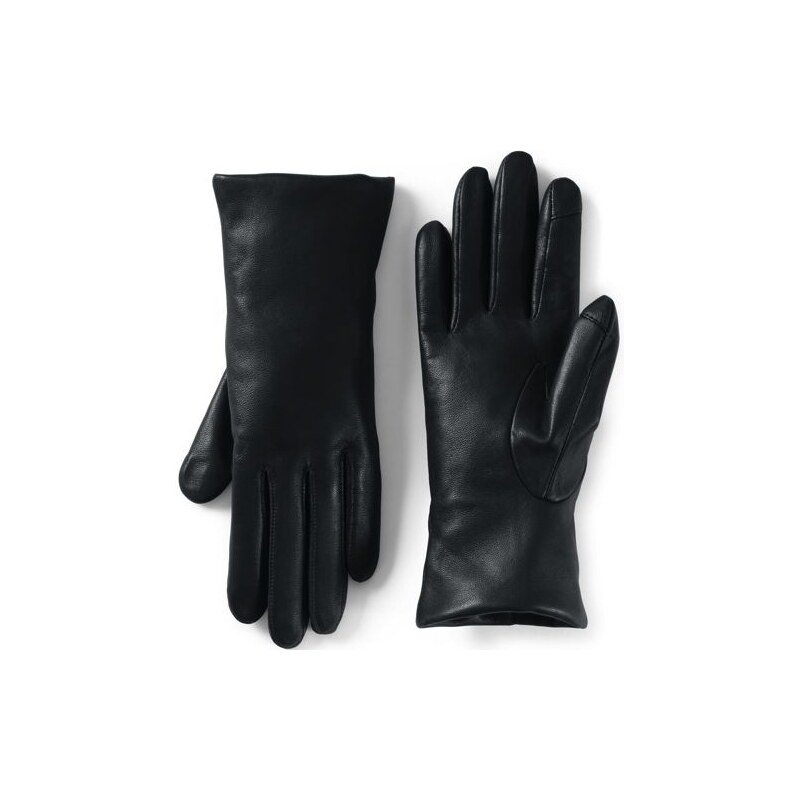 Cashmere Lined Touchscreen Leather Gloves, Women, size: L,
