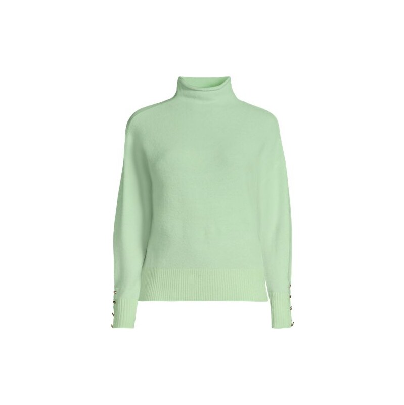 Soft Touch Button Cuff Jumper, Women, size: 10-12, petite, Green, 114695791