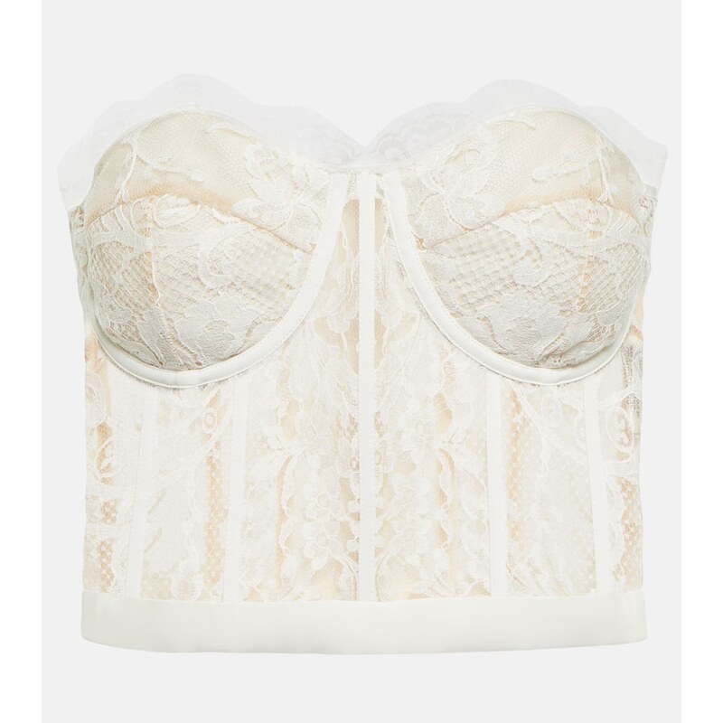Krátké topy McQueen Guipure lace bustier ve světlém odstínu