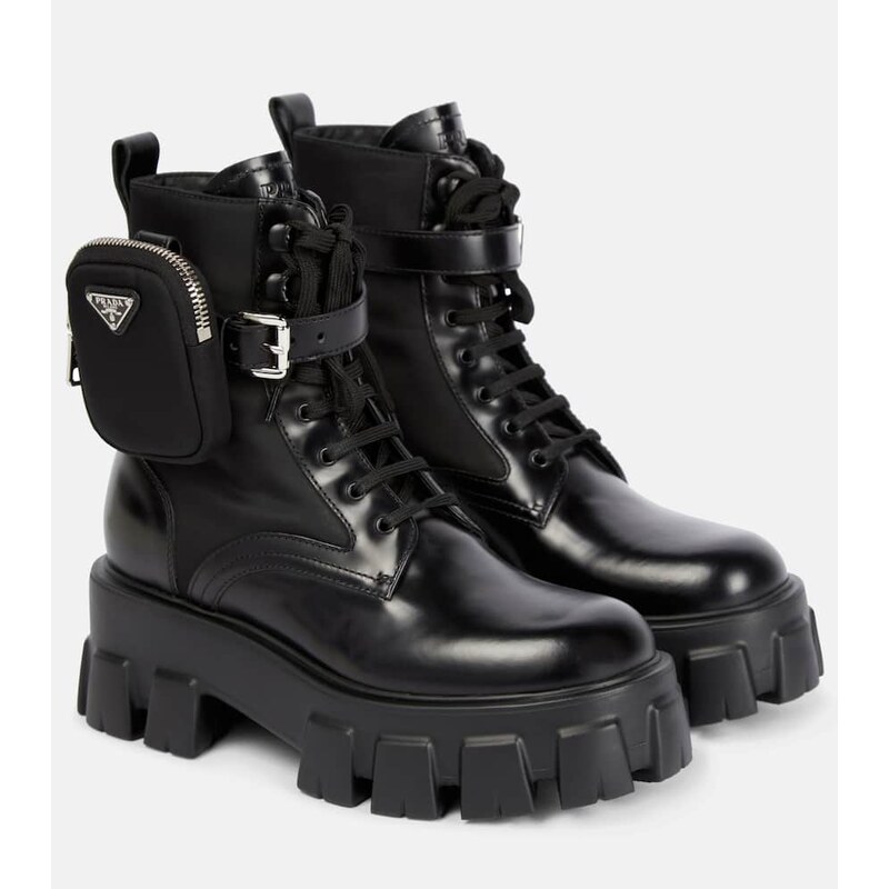 Prada Monolith leather ankle boots