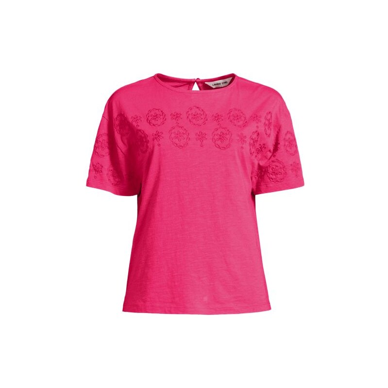 Cutwork Slub Tee, Women, size: S, regular, Pink, Cotton, by