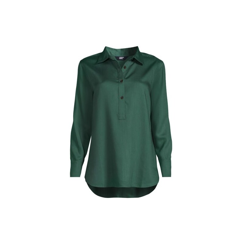 TENCEL Popover Shirt, Women, size: 8, regular, Green, Rayon/Lyocell, 113257469