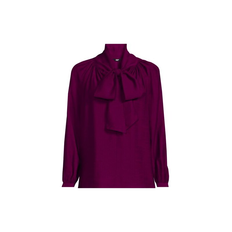 Bow Neck Blouse, Women, size: S, regular, Purple, Polyester