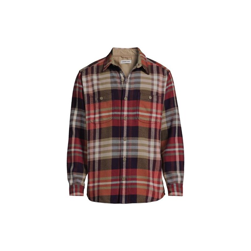 Flannel Shirt, Men, size: S, regular, Purple, Cotton, by Lands