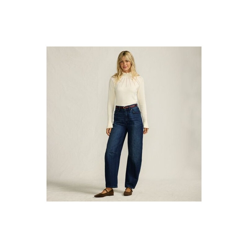 Soft Denim Relaxed Barrel Jeans, Mid Rise, Women, size: 8,