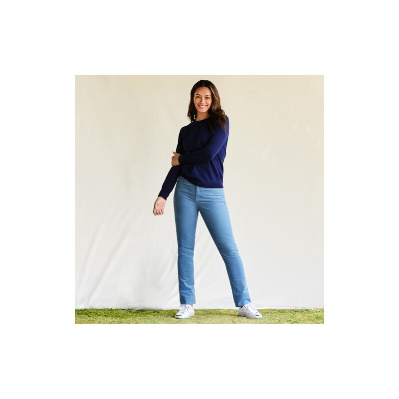 Straight Leg Stretch Cord Jeans, Mid Rise, Women, size: 10 28,