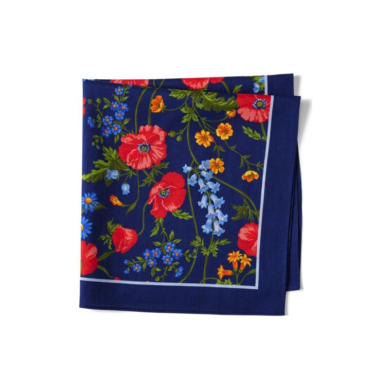 Printed Square Scarf, Women, size: one size, regular, Blue, Cotton, by 115262041