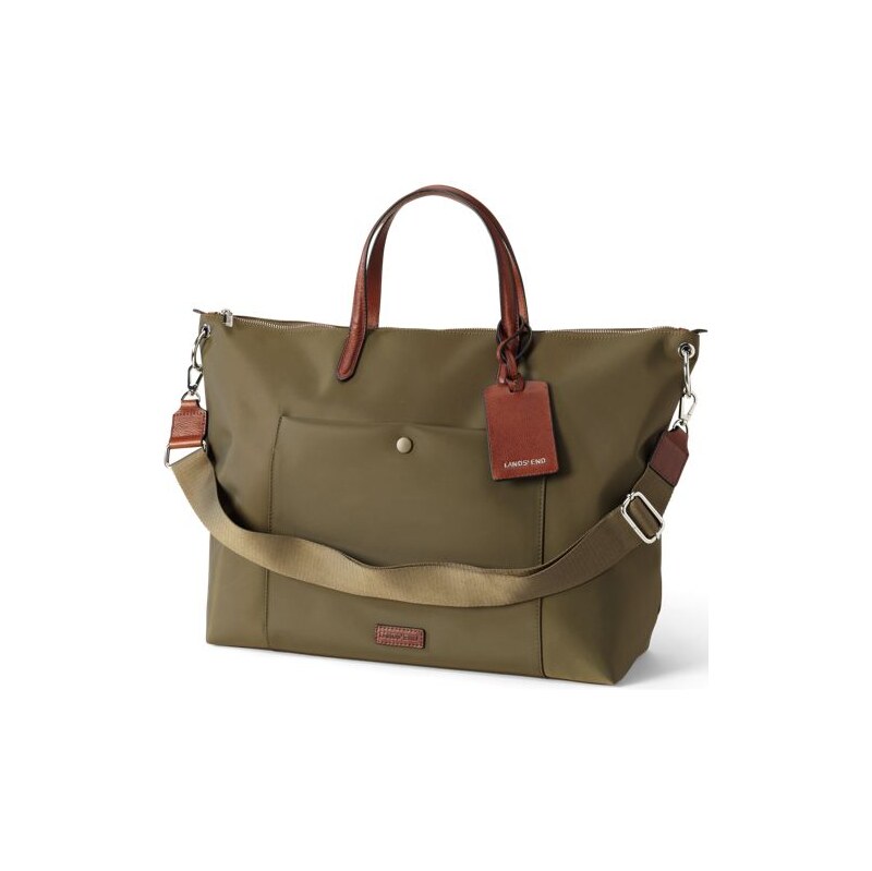 Travel Tote Bag, Women, size: one size, regular, Green, Nylon/Leather, 115261648