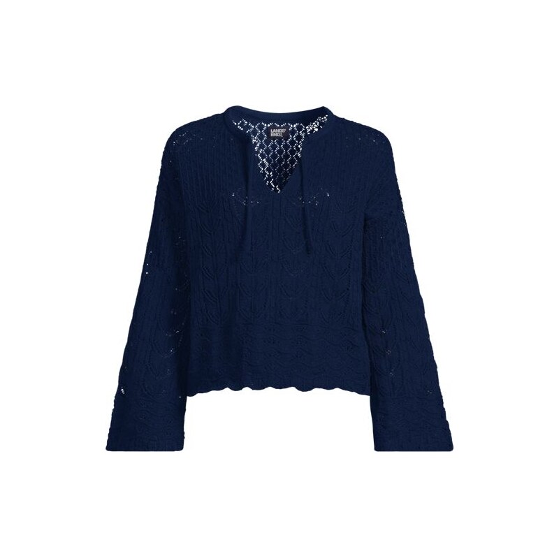 Cotton Pointelle Notch Neck Popover, Women, size: M, regular,
