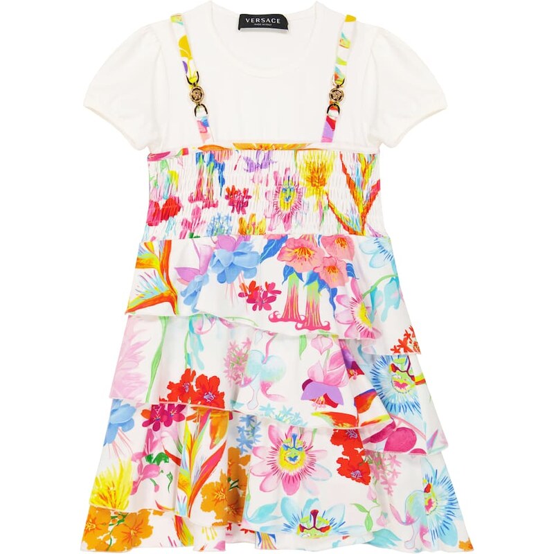 Versace Kids Jardin cotton-blend dress