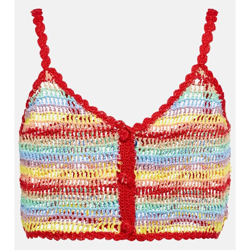 Anna Kosturova Striped crochet crop top