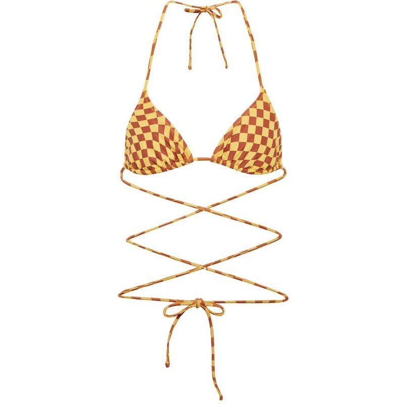Tropic of C Praia checked tie-around bikini top