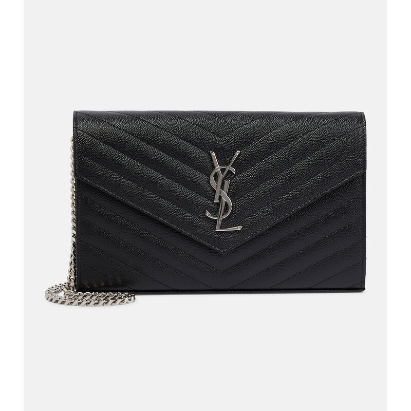 Saint Laurent Cassandre matelassé leather wallet on chain