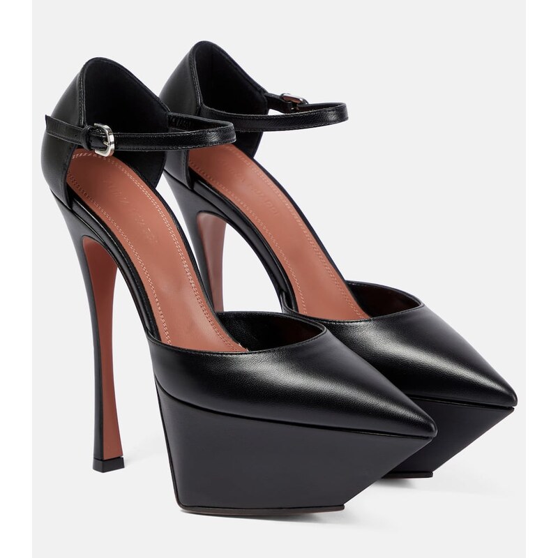 Amina Muaddi Angelica leather platform pumps