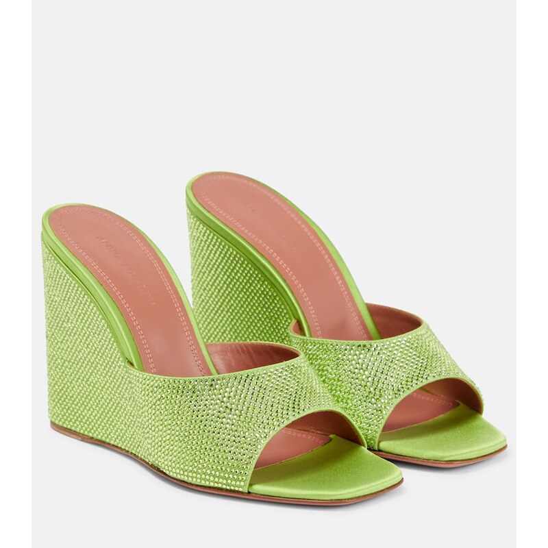 Amina Muaddi Lupita embellished wedge sandals