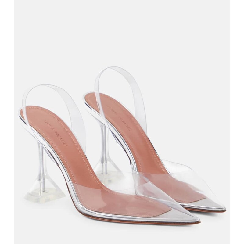 Amina Muaddi Holli Glass PVC slingback pumps