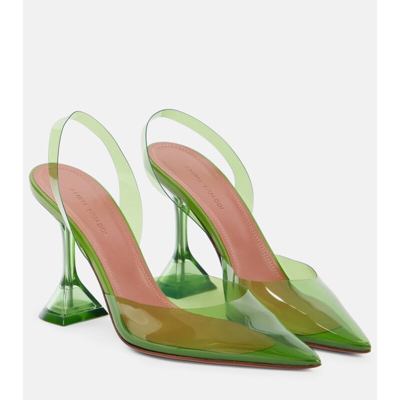 Amina Muaddi Holli Glass PVC slingback pumps