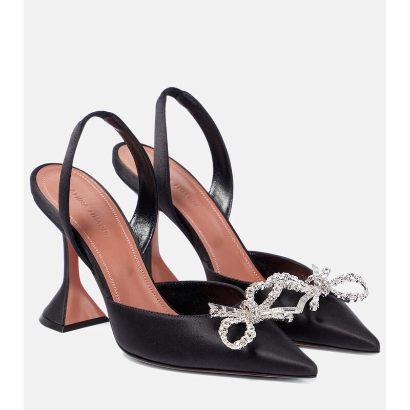 Amina Muaddi Rosie satin slingback pumps