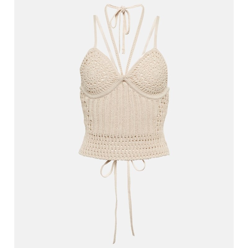 Simkhai Ralia cotton-blend crocheted crop top