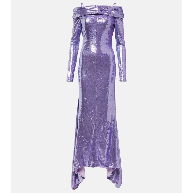 The Attico Fanny sequined off-shoulder gown