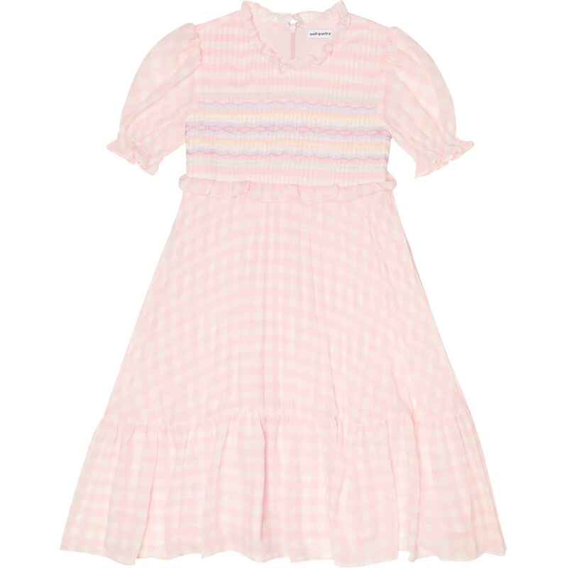 Self-Portrait Kids Gingham smocked chiffon dress
