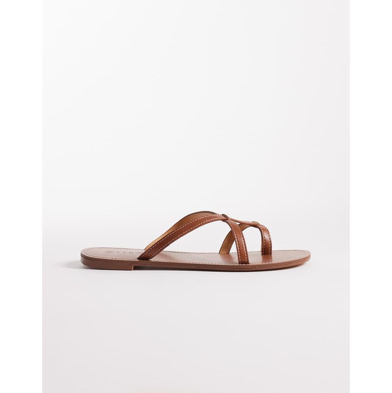 SEQWL strappy flat sandals in tan-Brown 113297229