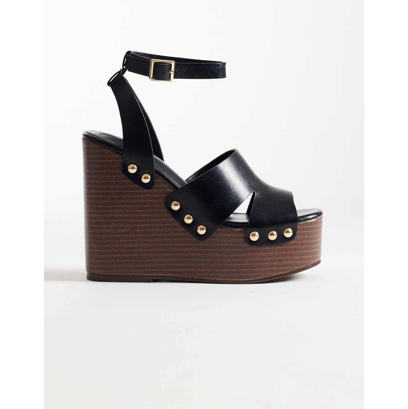 ASOS DESIGN Tamara cut out studded wedges in black