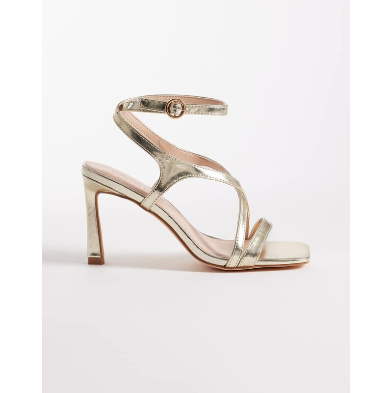 London Rebel Elin heeled strappy sandal in gold 113476656