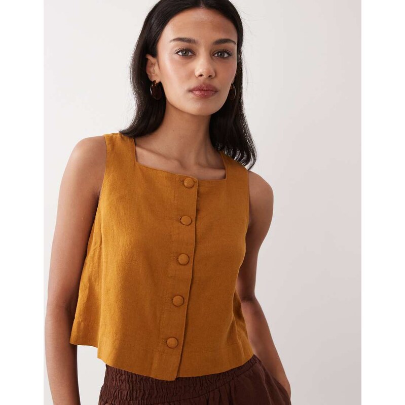Nobodys Child Sammie linen blend button front top co-ord in