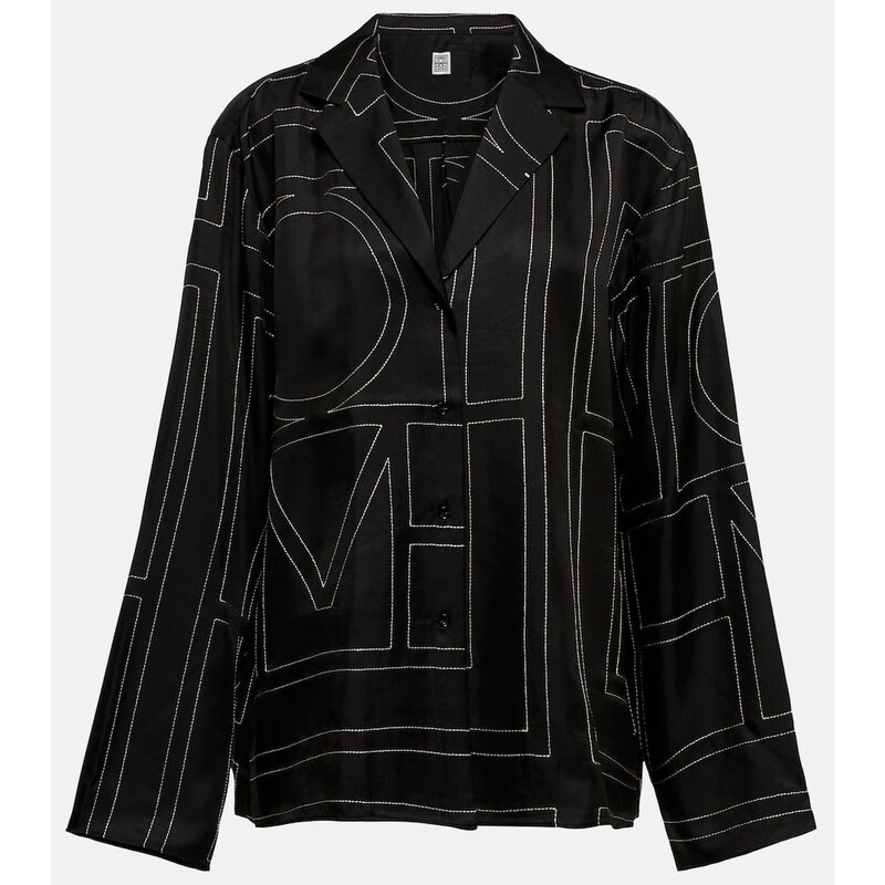 Toteme Logo-embroidered silk shirt