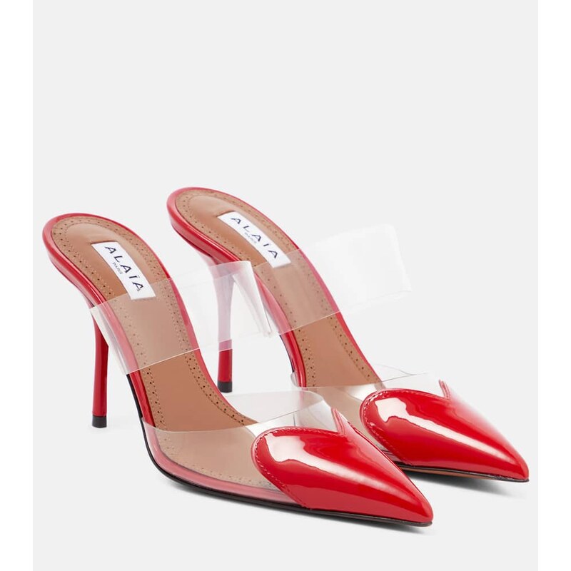 Alaia AlaÃ¯a CÅur patent leather and PU mules
