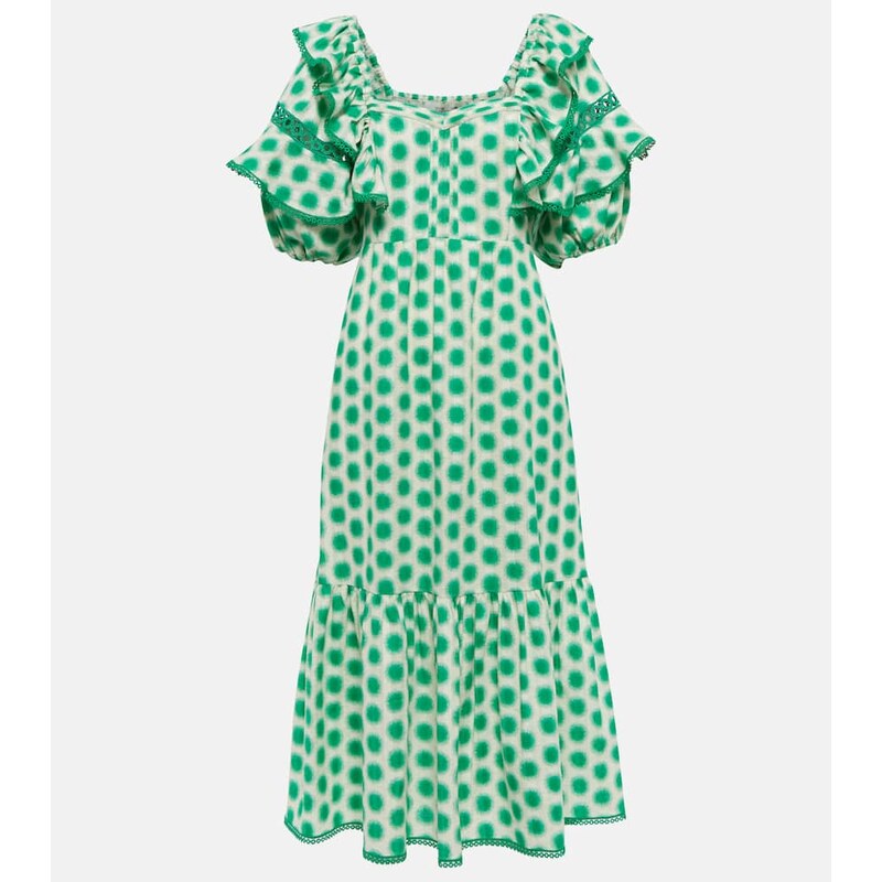 Diane von Furstenberg Oliver lace trimmed cotton midi dress