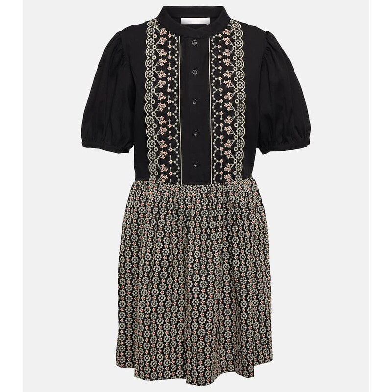 See By Chloé Floral embroidered cotton minidress