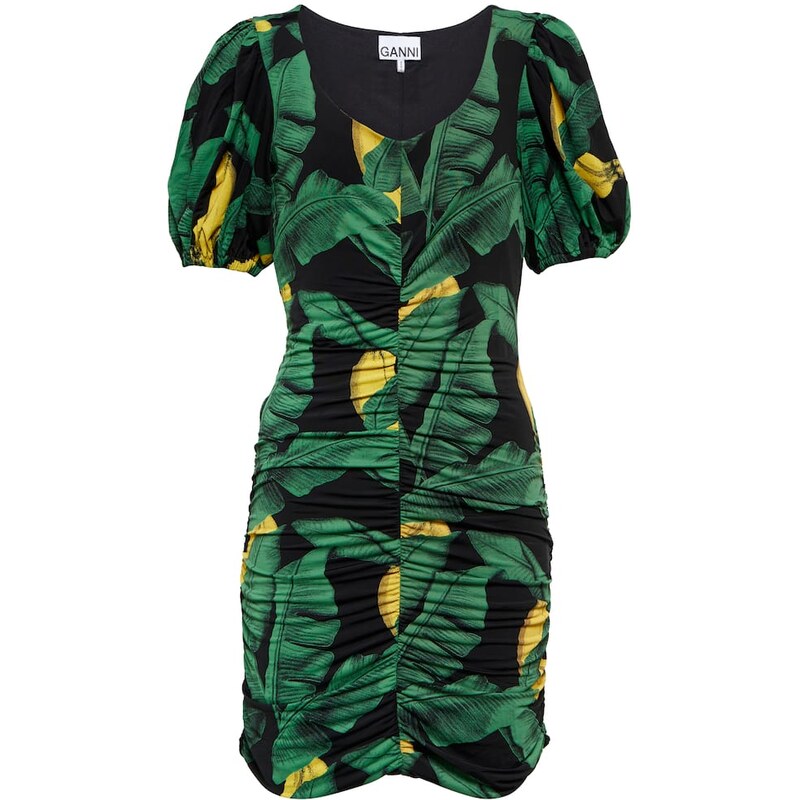 Ganni Printed ruched mini dress