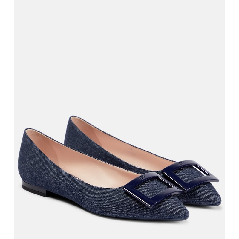 Roger Vivier Gommettine Ball denim ballet flats