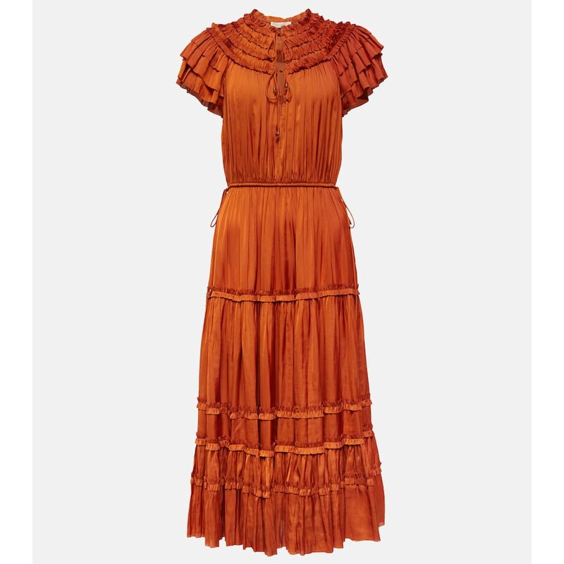 Ulla Johnson Isadora pleated satin midi dress