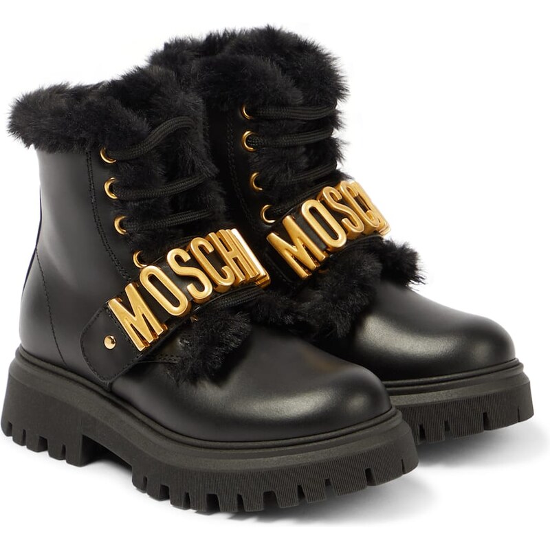 Moschino Kids Logo leather boots