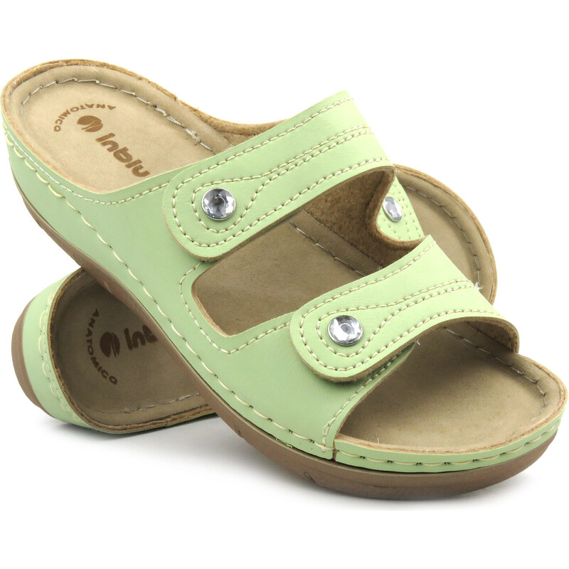 Pohodlné dámské žabky - INBLU MALVA, zelené 113269755