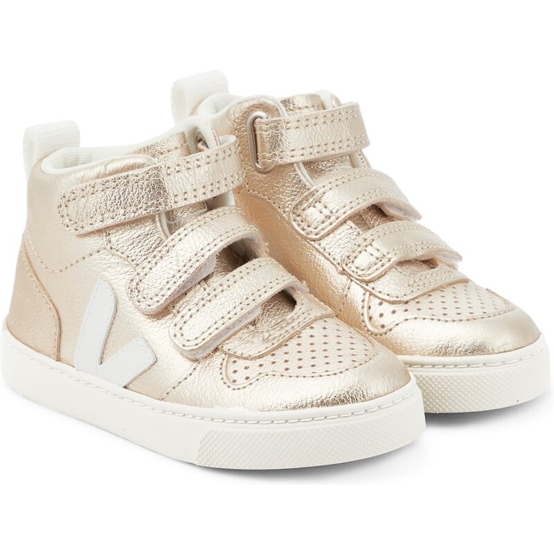 Veja Kids V-10 Mid metallic leather sneakers