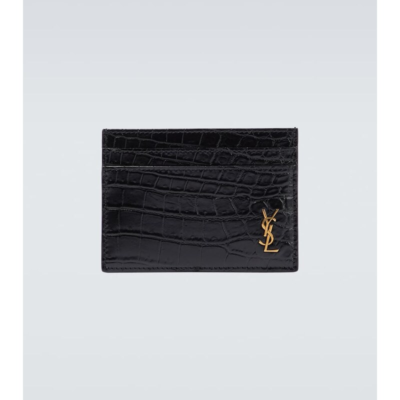 Saint Laurent Croc-effect leather card holder