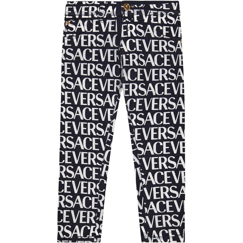 Versace Kids Logo print cotton jeans