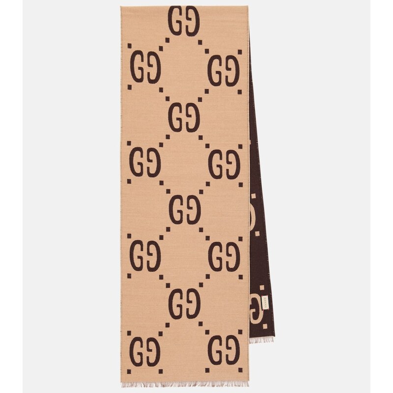 Gucci GG jacquard wool and silk scarf