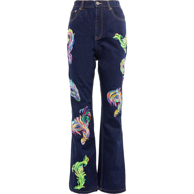 Area Embroidered high-rise straight jeans