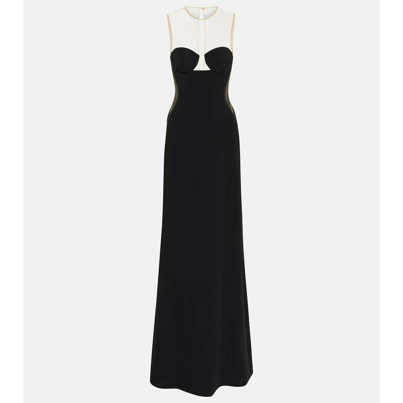 Stella McCartney Mesh-paneled crêpe gown