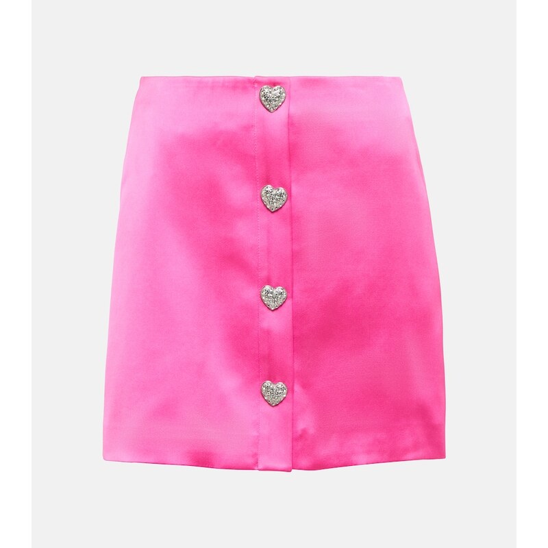 Self-Portrait Crystal-embellished satin miniskirt