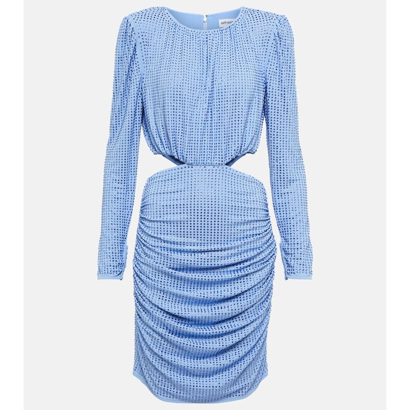 Self-Portrait Embellished cutout jersey minidress