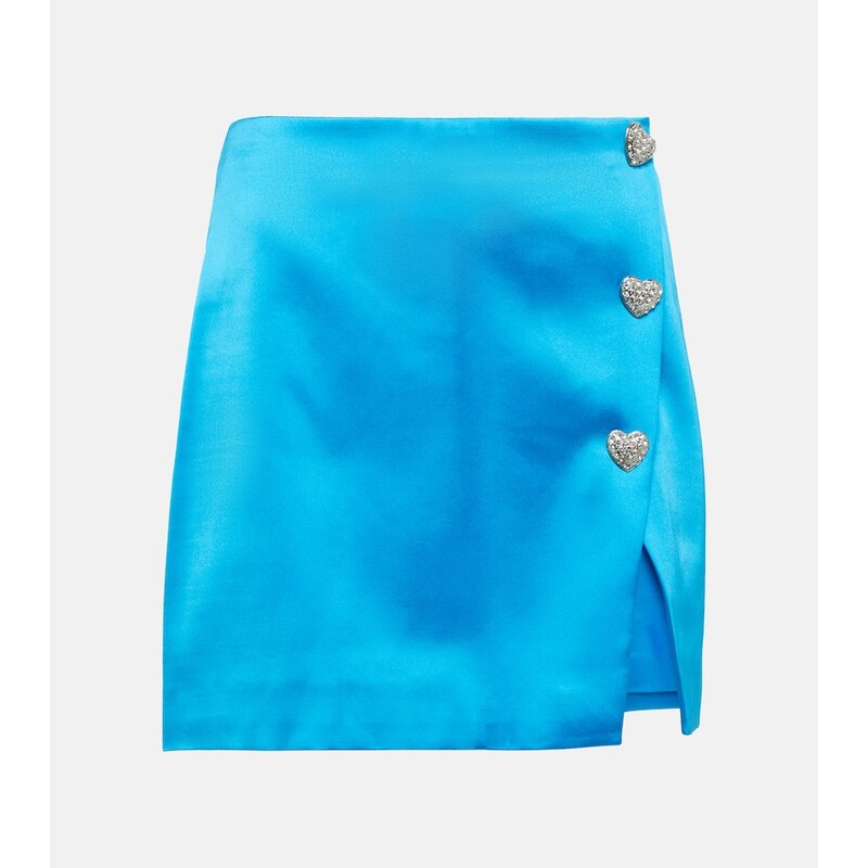 Self-Portrait Crystal-embellished satin miniskirt